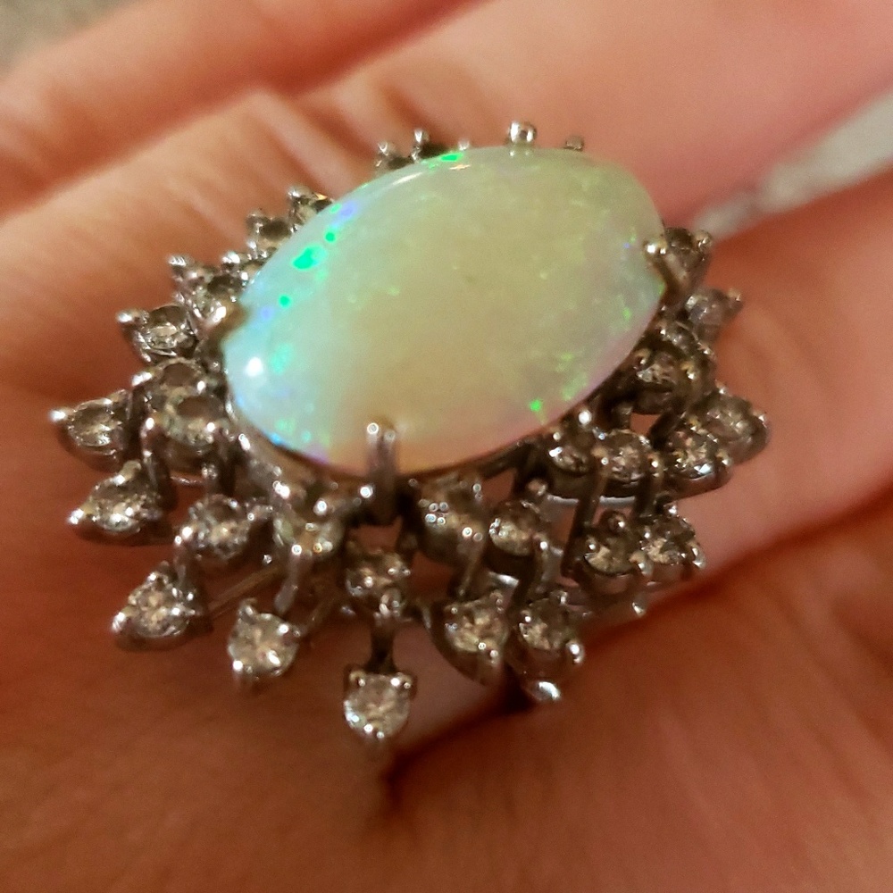Gigantic opal diamond ring - Picture 5 of 8